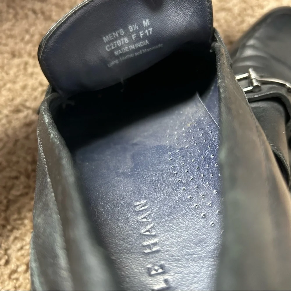 M Black Cole Haan Essentials Leather Bit Buckle Loafers Size 9.5 |F21